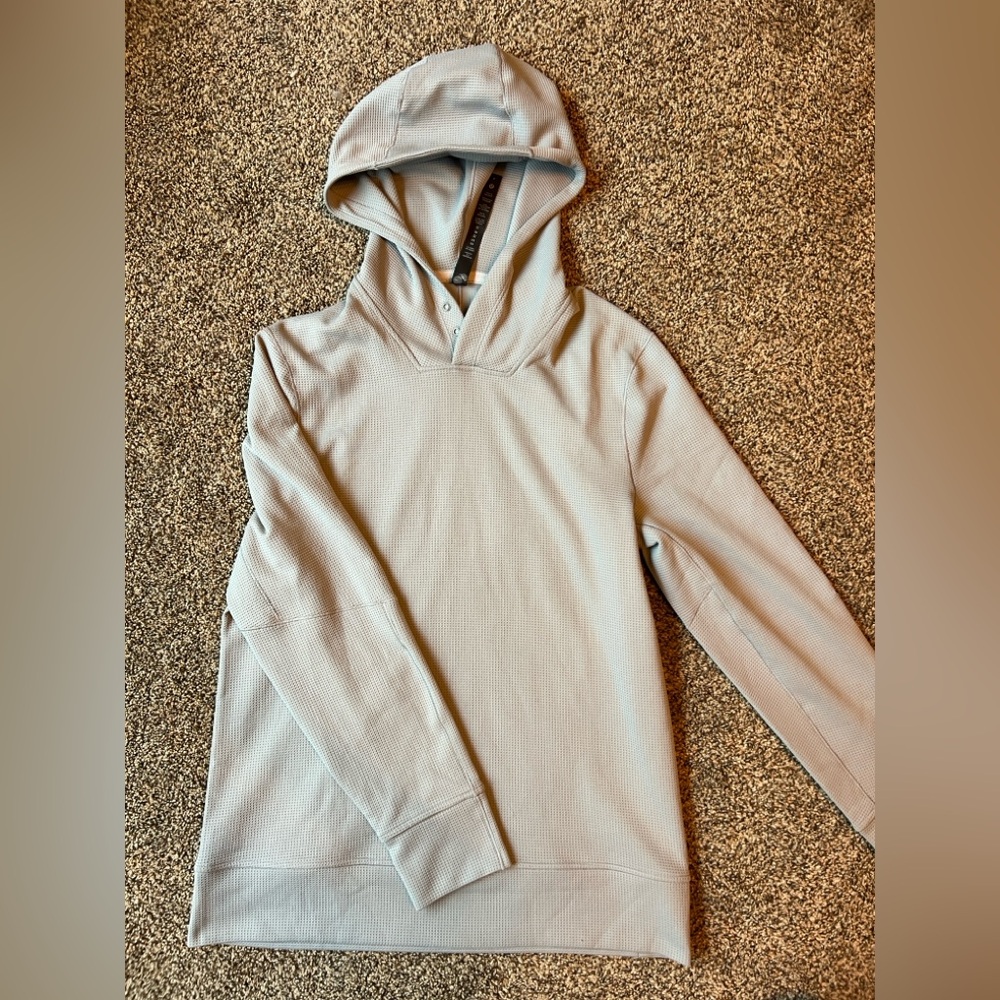 Lululemon Men's Double-Knit Cotton Hoodie - Heathered Fog Green, Size Small